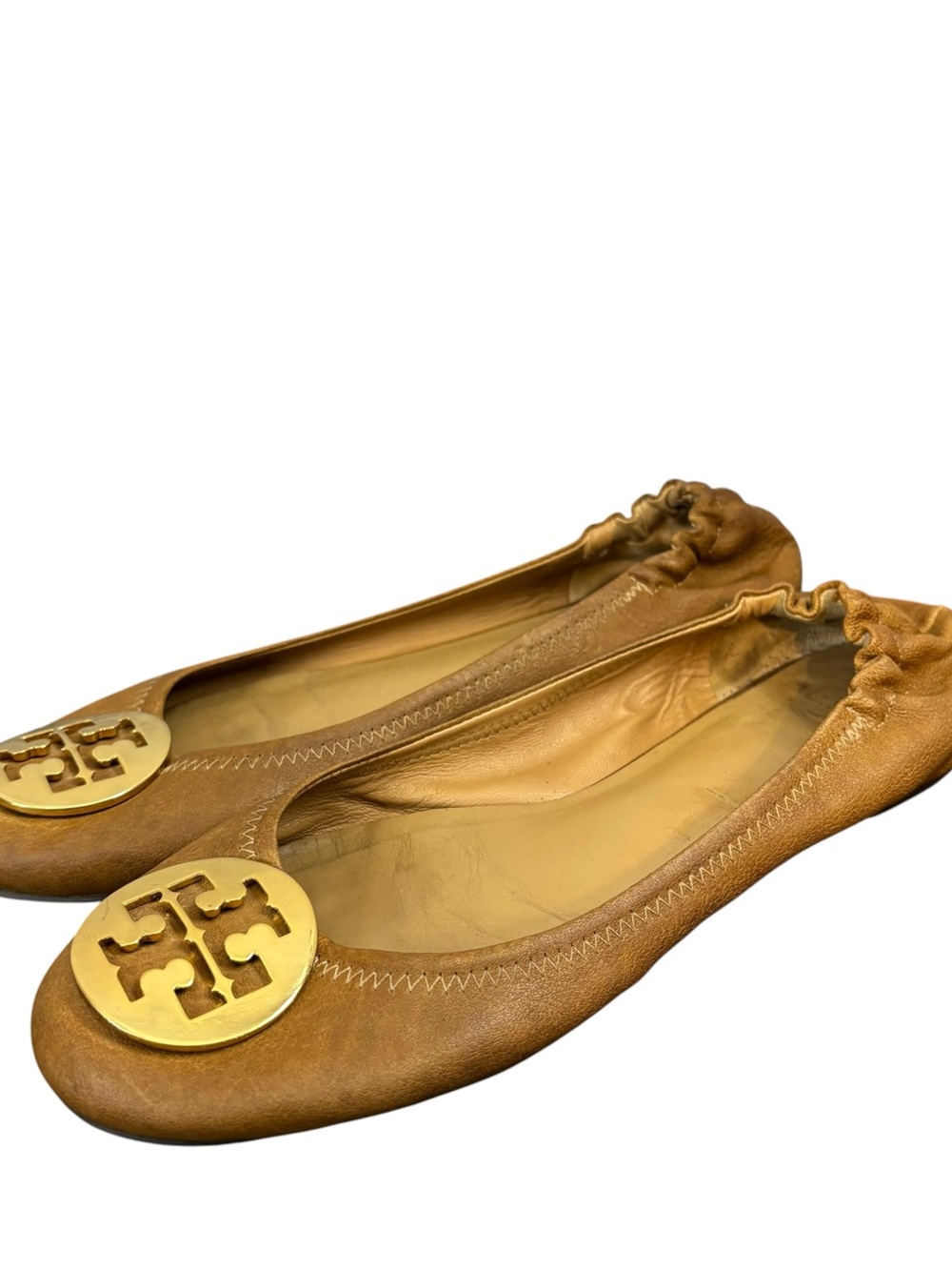TORY BURCH Reva Tan Leather Ballet Flats Shoes Women’s Size 8M